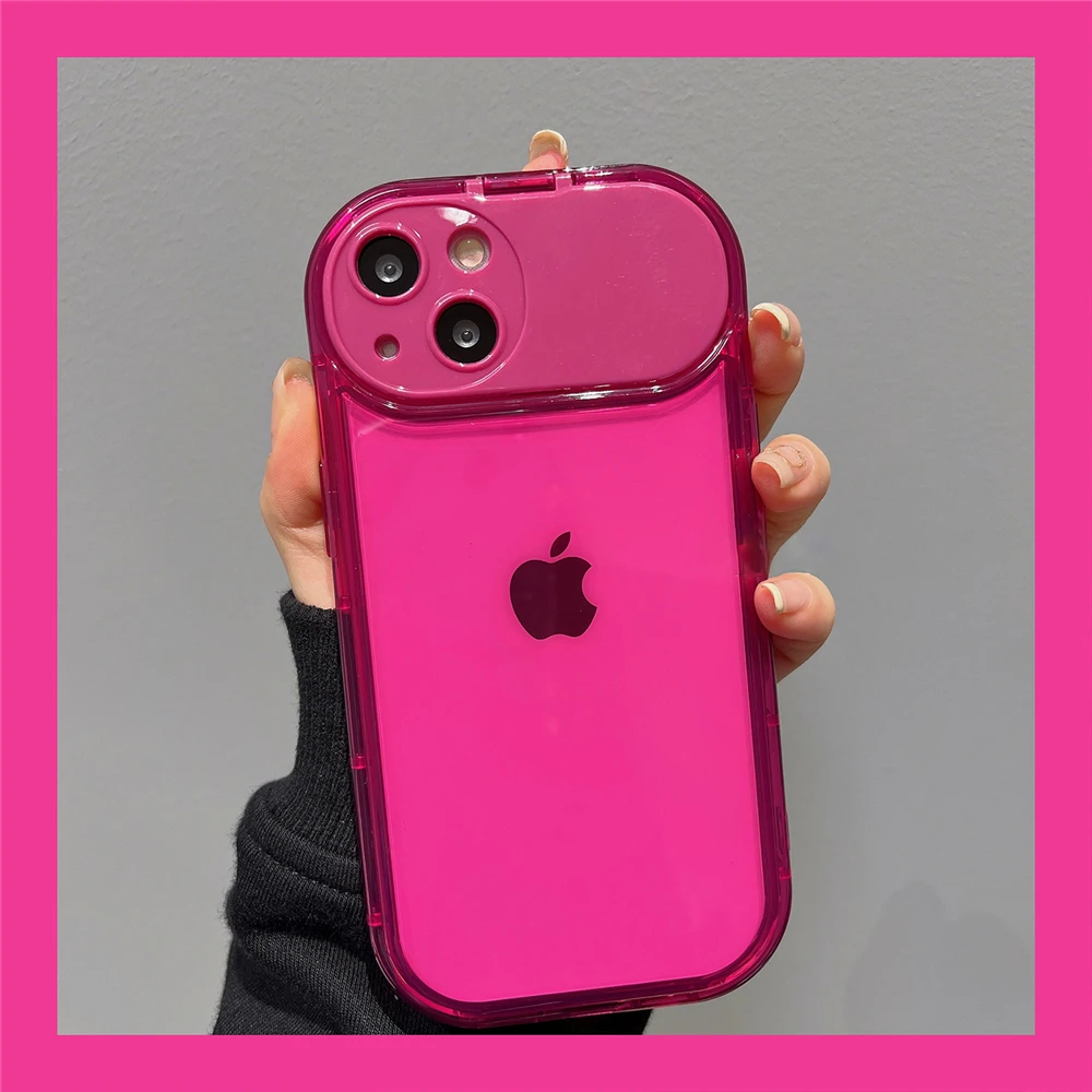 Transparent Shockproof Phone Case with Invisible Camera Flip Mirror and Soft TPU