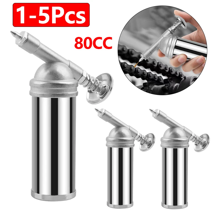 1-5Pcs Mini Grease Injector 80cc Zinc Alloy Mini Grease Guns Handheld High Pressure Oiler 1000PSI Oil Injector For Impact Wrench