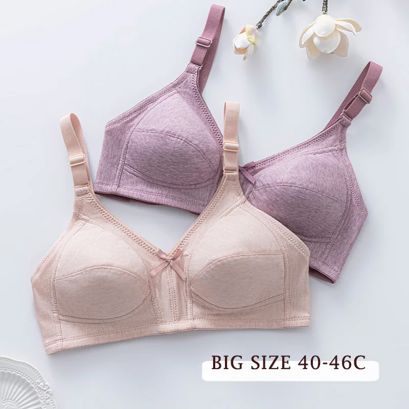 Women's Lace Bra Ultra-Thin Large Chest Gathered Anti-Sagging Adjustable Size Wireless New Style Underwear 1