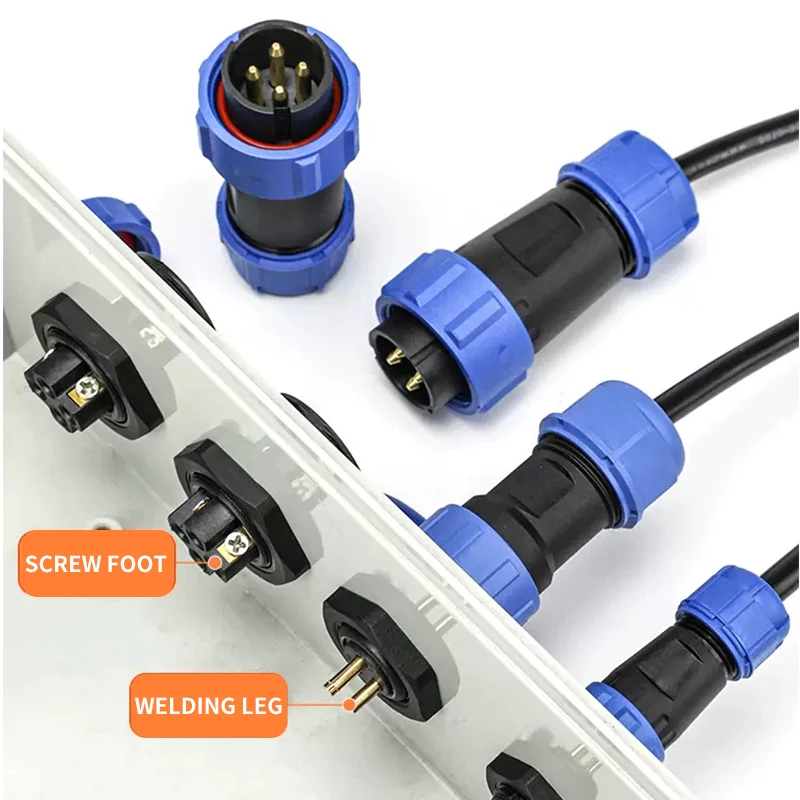 5/10/100Sets Sp13/17/21- 2/3/4/5/6/7/9/12Pin IP68 Plastic Waterproof Docking All Copper Gold-Plated Pin Male Female Connector
