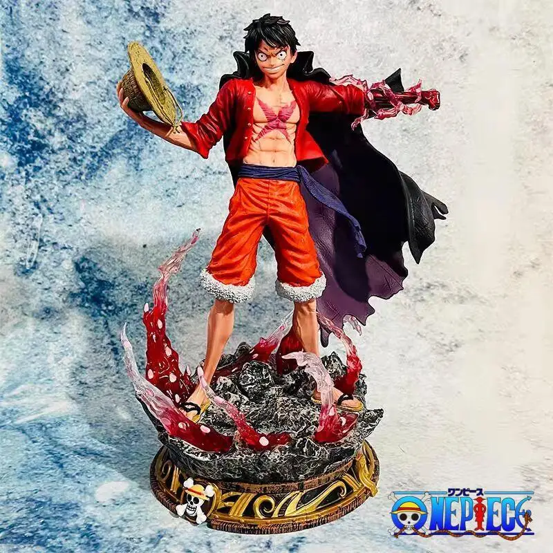 

One Piece Anime Figures 37cm Monkey D Luffy Figurine Sakura 2 Heads Statue Gk Pvc Collectible Model Toys Decoration Ornament Gi2