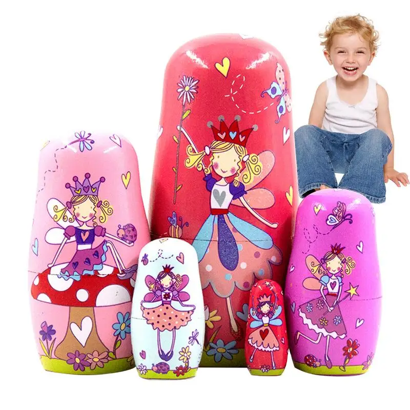 

Nesting Dolls For Kids 5pcs Wooden Russian Matryoshka Dolls Educational Montessori Learning Stacking Nesting Toys Set For Kid