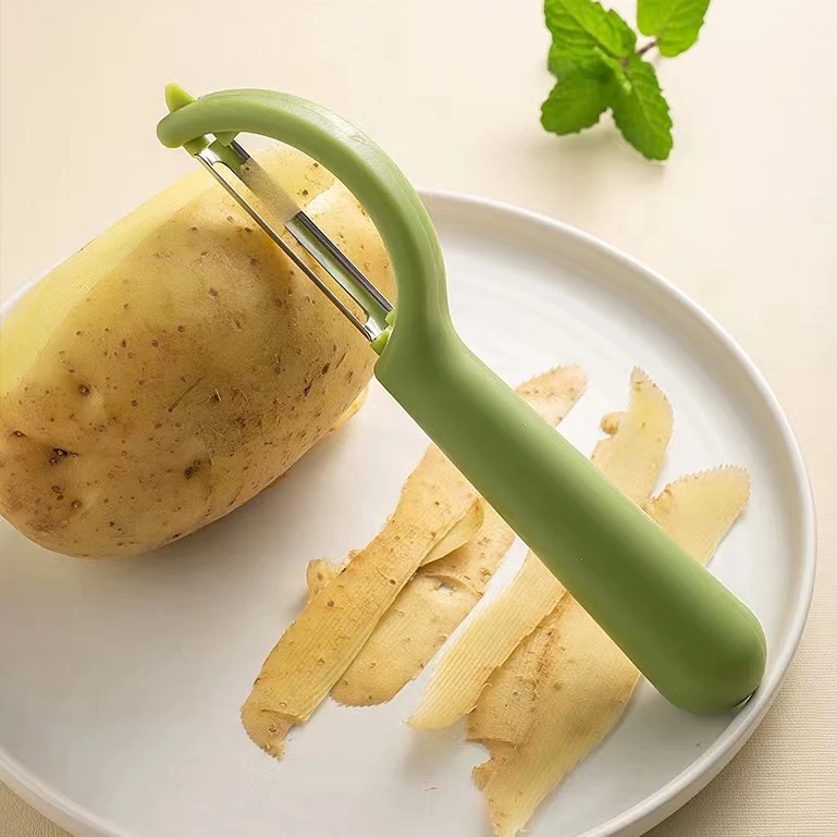 ESSBES Fruit and Vegetable peeler-Stainless Steel Material + Sapele Solid Wood Handle Potato Peeler Hand, Cloth Wheel Mirror Polishing Process Food