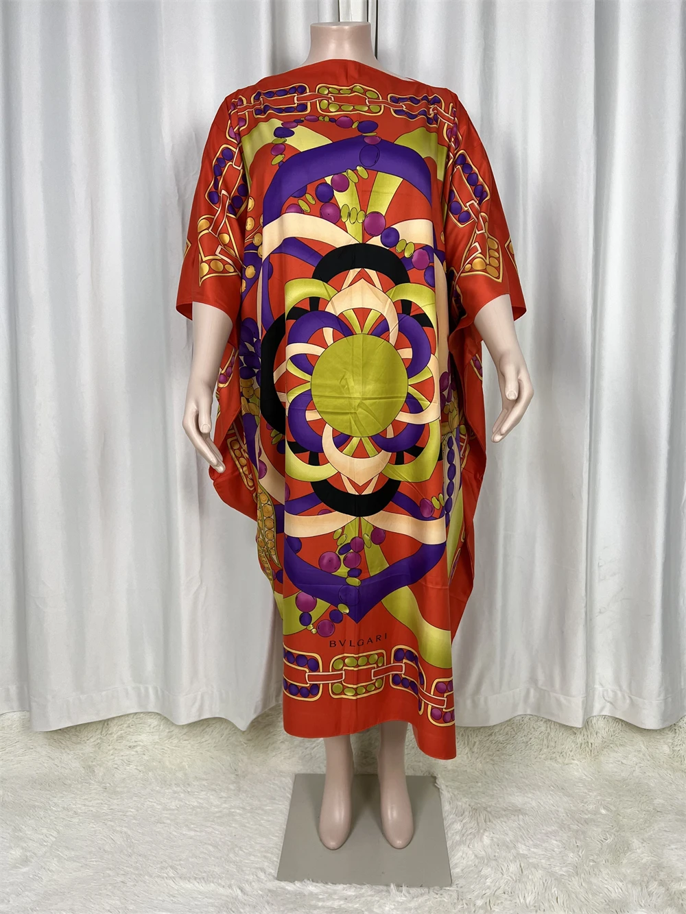 

Africa Fashion Blogger Recommend Popular printed Silk Kaftan Maxi dresses Loose Summer Beach Bohemian kaftan long dress for lady