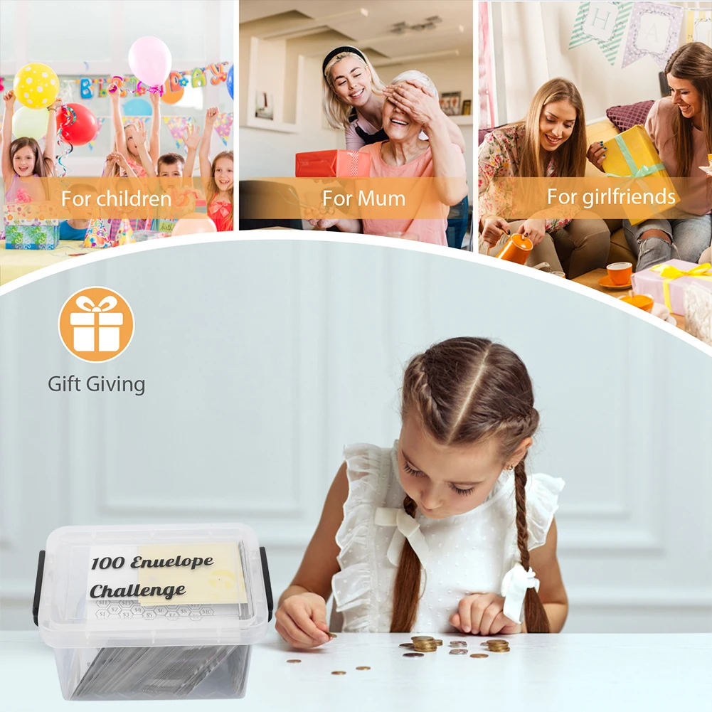 100Pcs Envelope Challenge Box Set Document Filing Financial Bill Cards Holder Invoices Money Saving Storage Organizer Piggy Bank