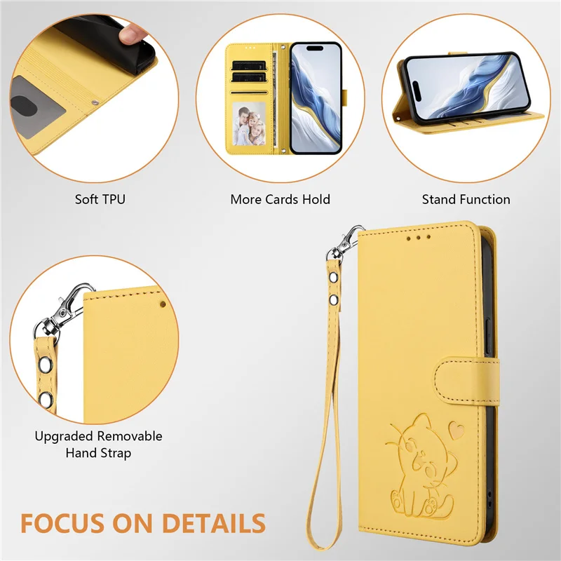 Adorable Cat Design Leather Wallet Flip Case - Universal Compatibility