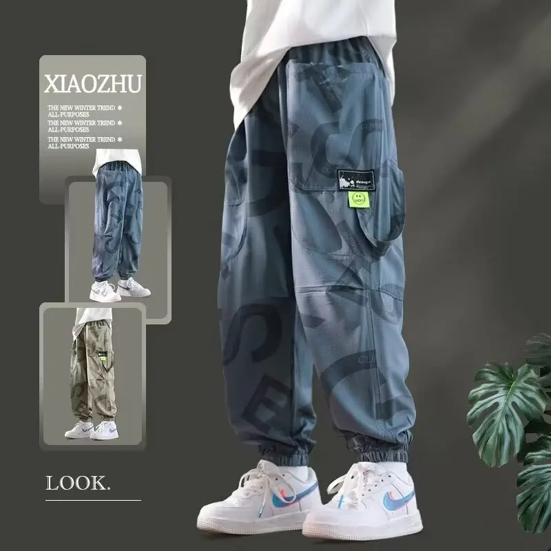 Vestiti Del Ragazzo Pantaloni Per Bambini Da 8 A 10 Anni Pantaloni Di Seta Del Ghiaccio Maschile Vestiti Per Bambini Coreani 2024 5 6 7 8 9 10 11 12 1
