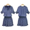 Vestido de negocios con bolsillos para mujer, minivestido informal Floral corto, escote en V, manga estampada, verano e invierno