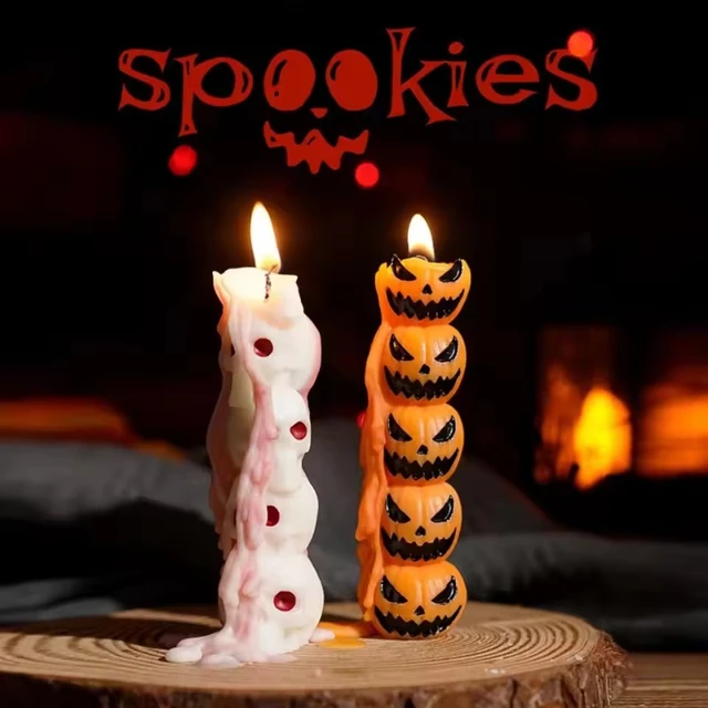 Candela profumata di Halloween con teschio di zucca 2025: Decorazione di festa spettrale, ornamento, regalo fotografia Prop essenziali forniture di festa