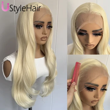 613 Blonde Lace Front Wig Synthetic Long Natural Wave Wig 13x4 Frontal Natural Looking Daily Use Wig Heat Resistant Cosplay Wigs
