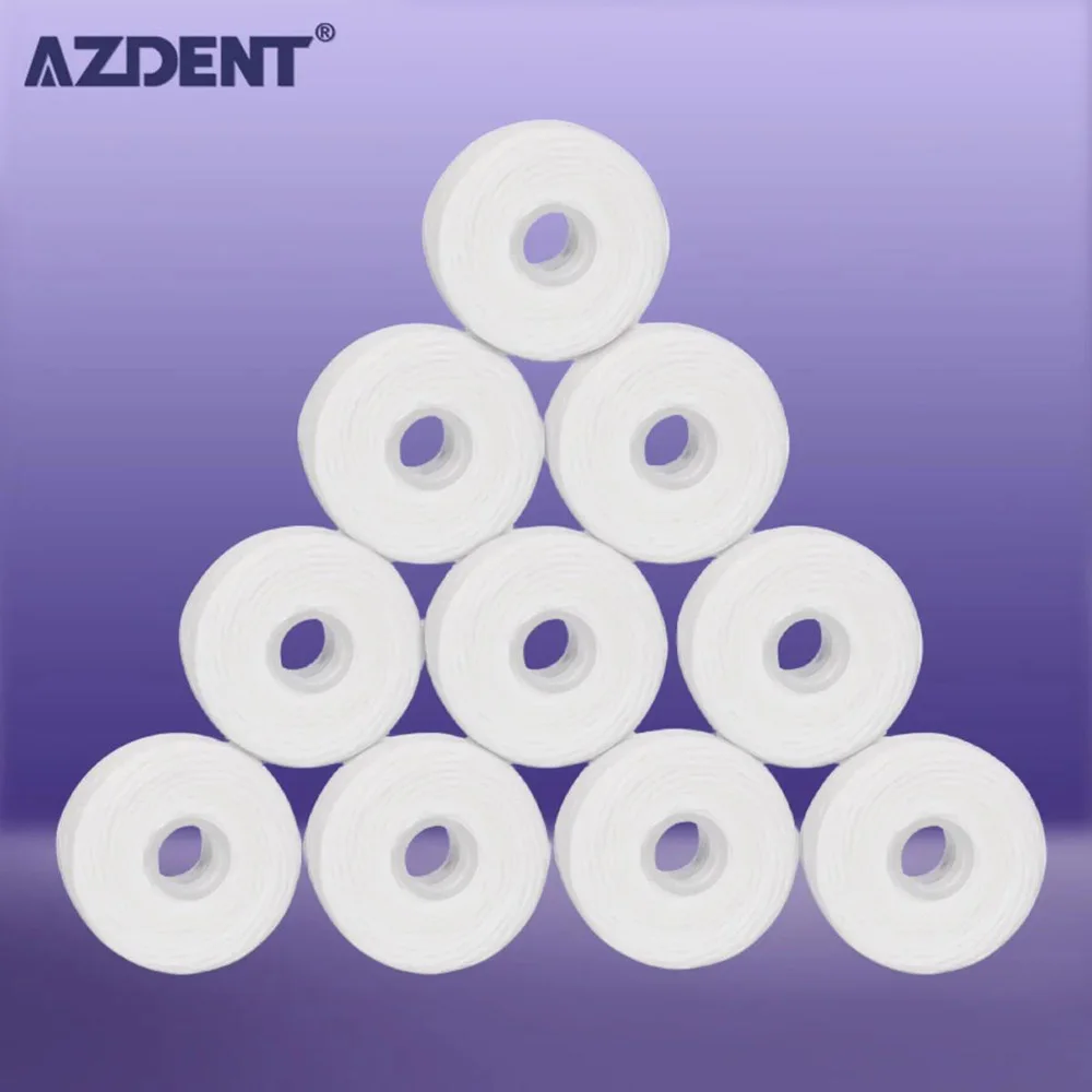 Dental Floss AZDENT 10Rolls 50m Dental Flosser Oral Hygiene Teeth Cleaning Wax Mint Flavored Dental Floss Spool Toothpick