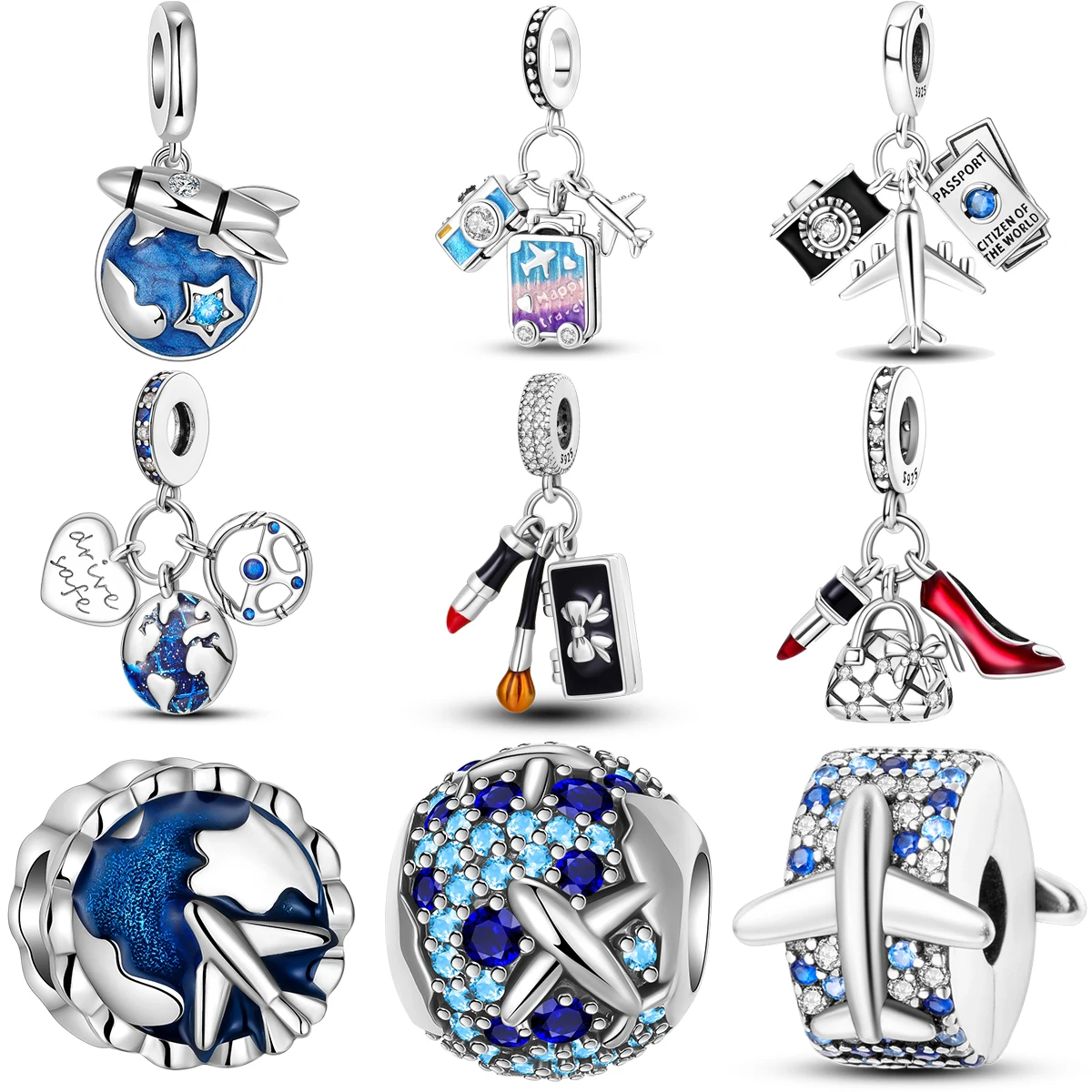

Fit Original Pandora Bracelet Charms 925 Sterling Silver Aircraft Camera Earth Charms DIY Bead Fine Jewelry for Women Gift 2022