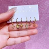 MIGGA 6pcs Mix Design Anime Cartoon Dangle Earrings Set Gold Color Cubic Zircon Women Girls Gift Jewelry 4