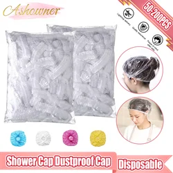 Disposable Shower Caps Plastic Shower Headgear Adult Hair Drying Clear Waterproof Hair Hat Dustproof Cap Men Women Head Covers