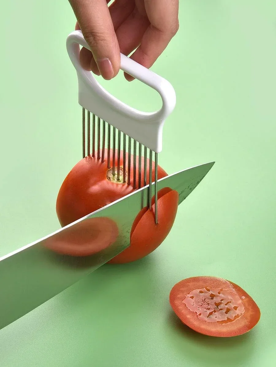 Colorful Onion Slicer Stainless Steel Potato Chip Onion Holder Kitchen Gadgets and Accessories Effortlessly Slice Onions