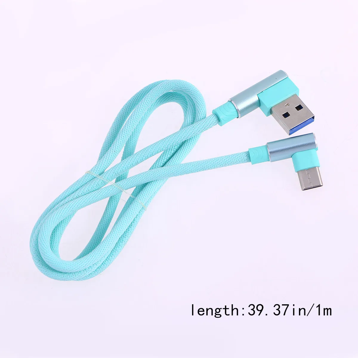 1M USB 타입 C 브레이디드 고속 충전 케이블, P20 10 갤럭시 S9 S8 플러스 노트 8용 직각 충전 코드