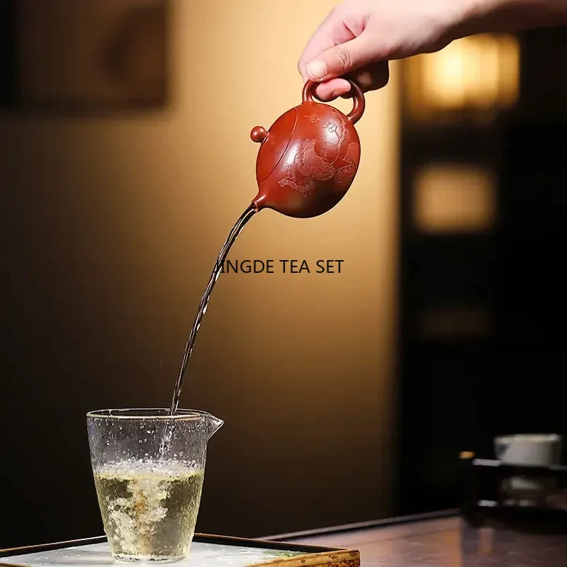 130ml Yixing Yixing purple clay teapot original ore Dahongpao mud handmade tea pot Kung Fu tea set