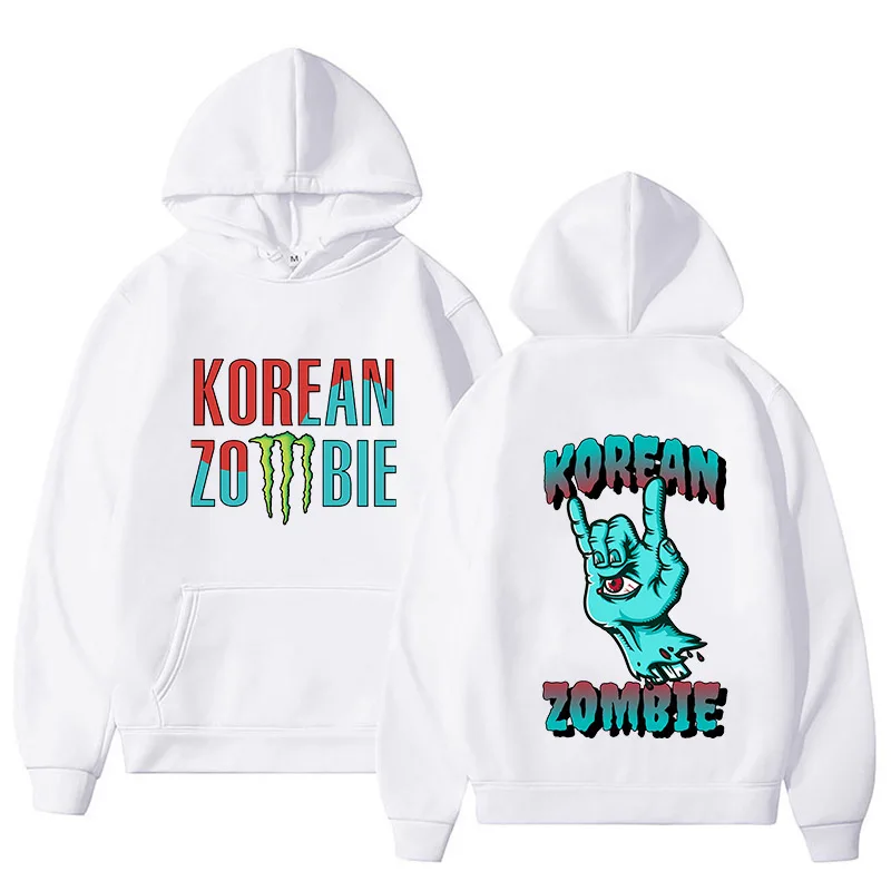 Korean Zombie Hoodies Flames Fighter Hoodie Unisex Fashion Sweatshirts Long Sleeve harajuku Unisex Double Side Streetwear Tops