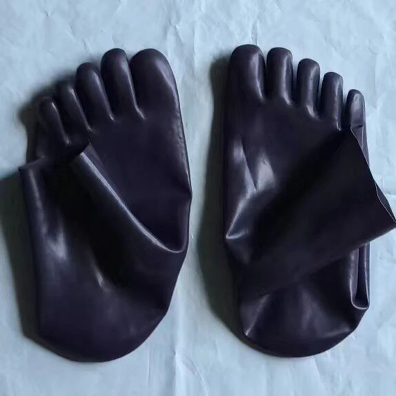 Brown Green Purple Latex Socks toes Seamless Hosiery Fetish Sox Unisex colorful orange mould