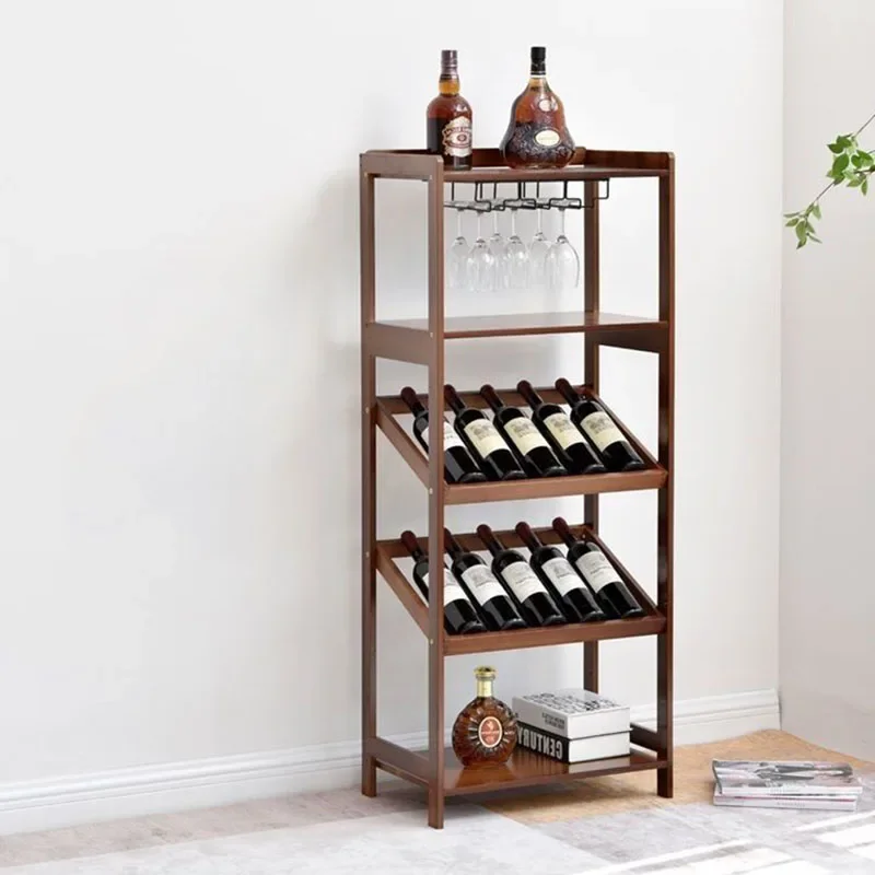 Restaurant Standing Bar Cabinet Liquor Display Shelf Decorative European Retro Wine Rack Floor Vintage Vitrina Home Furniture