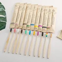 Single Cowhide Wrapped Bamboo Toothbrush Set Natural and Environmentally Friendly Bamboo Toothbrush Tablet One Box of 10 PCS 5