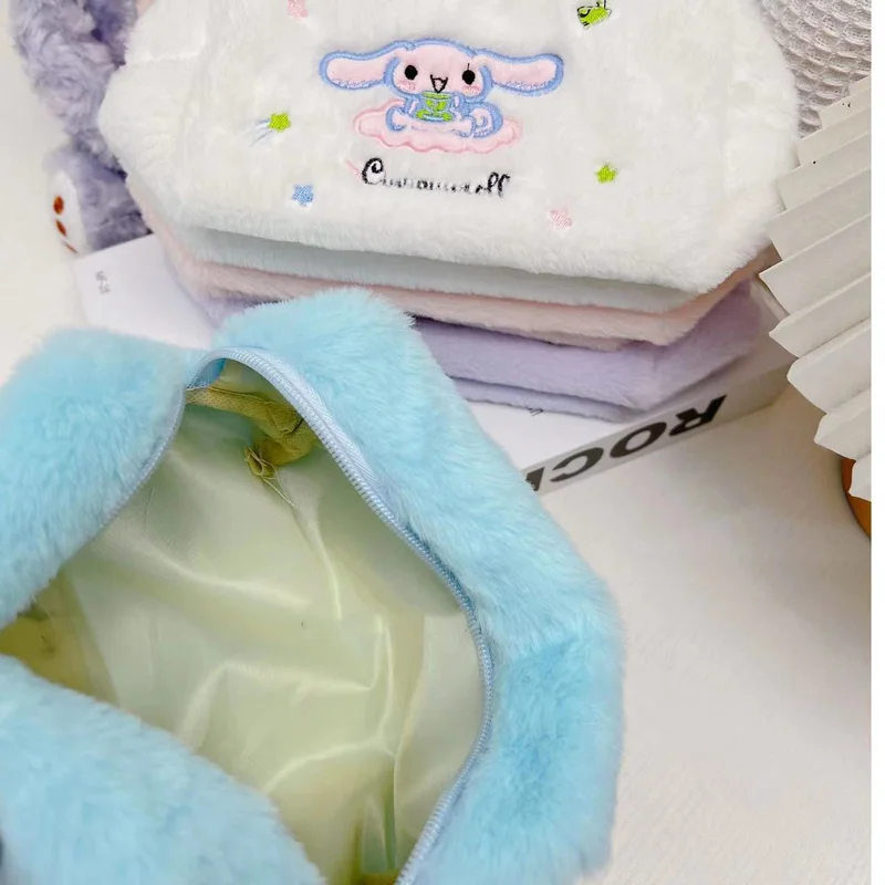 pencil cases Sanrio Plush Pencil Case Kawaii Cinnamoroll Kuromi My Melody Large Capacity Pencils Bag Pen Case School Supplies Stationery Gift