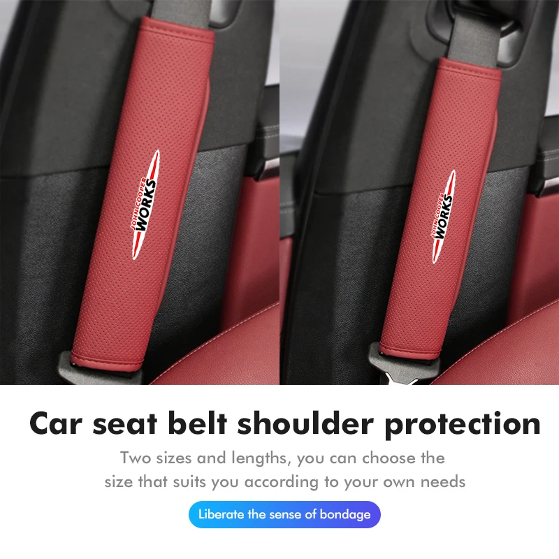 Car Seat Belt Shoulder Auto Adjuster Device Protection Pad For MINI Cooper R53 R52 R50 One JCW Clubman Countryman WORKS