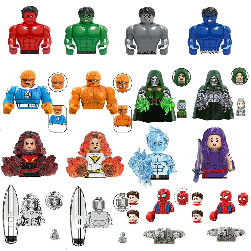 Marvel's Spider-Man, Fantastic Four, Hulk Sentry, Mini-Bausteine, Puppen, Spielzeug, Anime-Charaktere, Geburtstagsgeschenke für Kinder