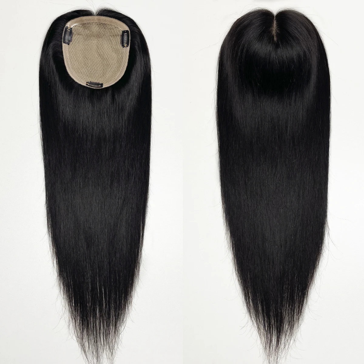 여성용 실크 베이스 헤어 토퍼, 천연 색상, 14x16cm, 피부 두피 베이스 토피, 360 ° 커버 클립, 헤어피스