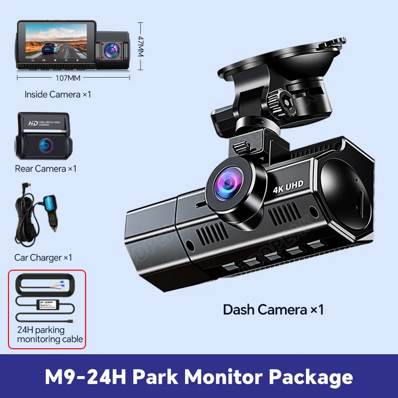 LANMODO 2 Channel D1 4K Dash Cam with 5G WiFi GPS App, Front 4K