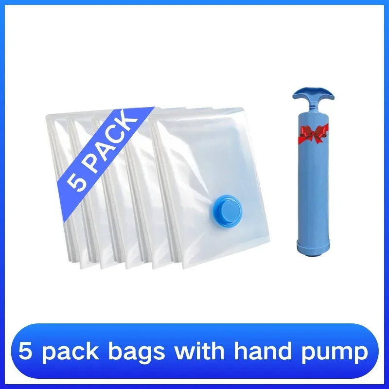 1-8 piezas de bolsas de vacío y cubierta de bomba para almacenar ropa, bolsa de compresión de plástico grande vacía, contenedor de almacenamiento de accesorios de viaje
