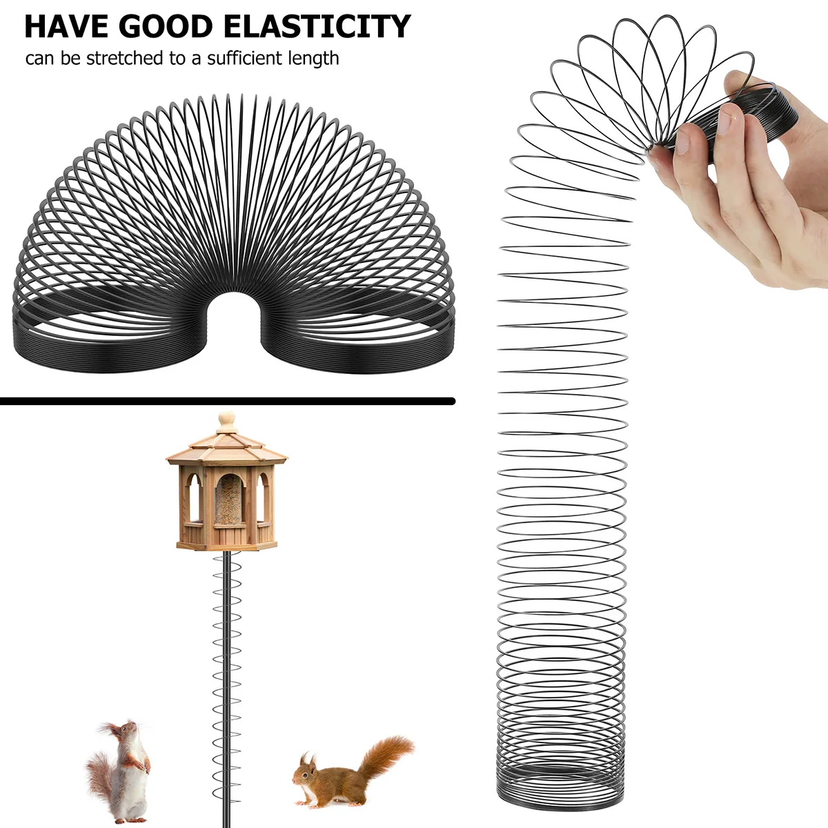 2PCS Squirrel Proof Spring Device Metal Squirrel Baffle Barrier Coil Anti Spring Device Quirrel Baffle for Bird Feeders