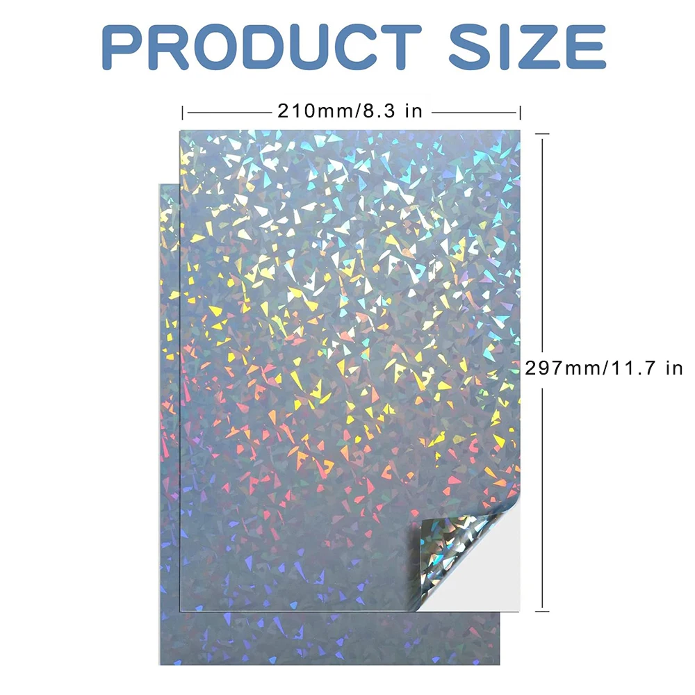 A4 10/20/30/40/50PCS 잉크젯 프린터용 홀로그램 다이아몬드 인쇄용 비닐 스티커, 절단 용이, 방수, DIY 공예 및 라벨