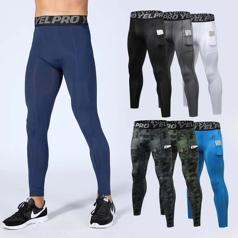 Men's Running Tights Compression Fitness Pants Elastic Running Basketball Sports Workout Tights Gym Training Leggings compression pants sports leggings