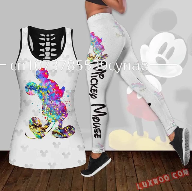 Mickey Minnie Women's Hollow Vest + Women's Leggings Yoga Suit