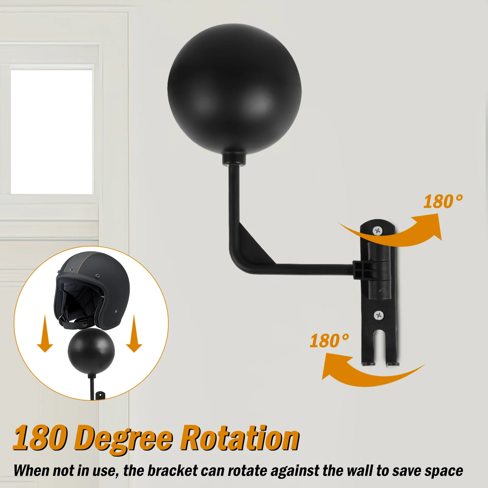 Motorcycle Helmet Holder Wall Mount Helmet Rack Double Hook 180 Rotation Hanger Space Saving Motorcycle Racks