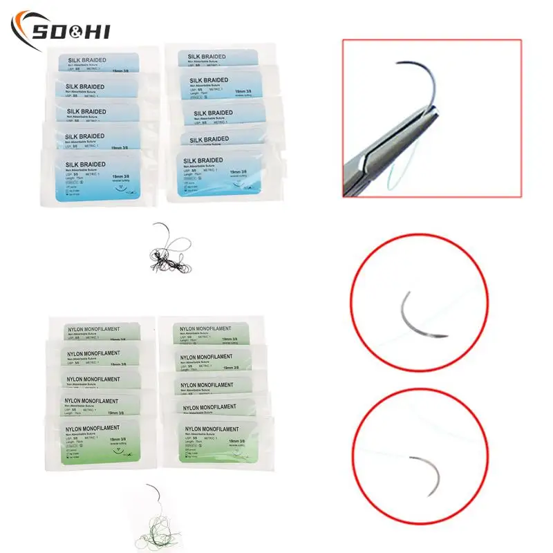 12Pcs-75cm-5-0-Medical-Needle-Suture-Nylon-Polyester-Thread-Suture ...