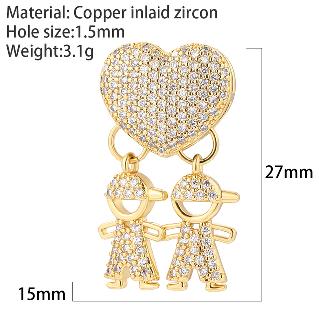 Family Gilr Boy Letter Charm for Jewelry Making Supplies Real Gold Plated CZ Dangle Diy Earring Necklace mama pendant