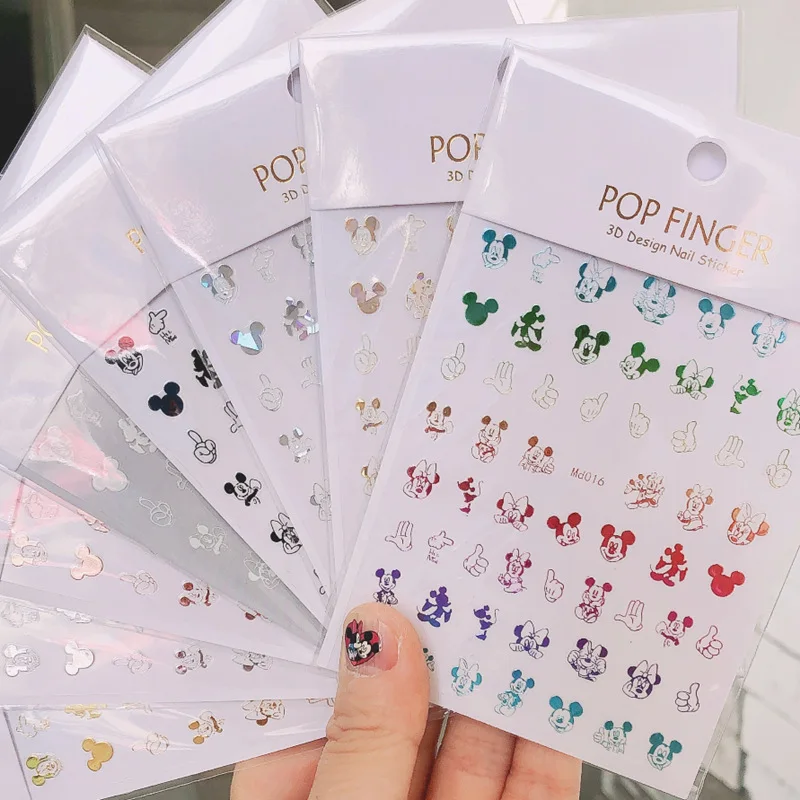 

3D Cute Cartoon Mickey Mouse Nail Stickers Nail Decorations Laser Mickey and Minnie Stickers Nail Supplies Nail Sliders Nail Art