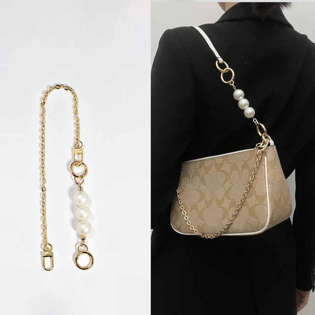 Extension Pearl Chain+ Metal Chain Shoulder Strap for COACH Mahjong Bag  Tabby