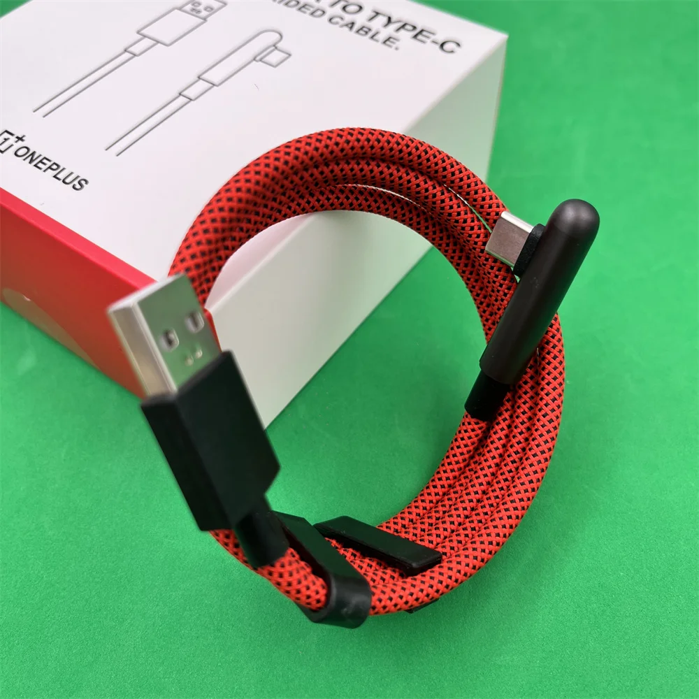 100W 10A 고속 충전 USB A to USB C 나일론 브레이디드 게이밍 케이블 타입 C 고속 충전기 와이어 원플러스 90도 데이터 라인
