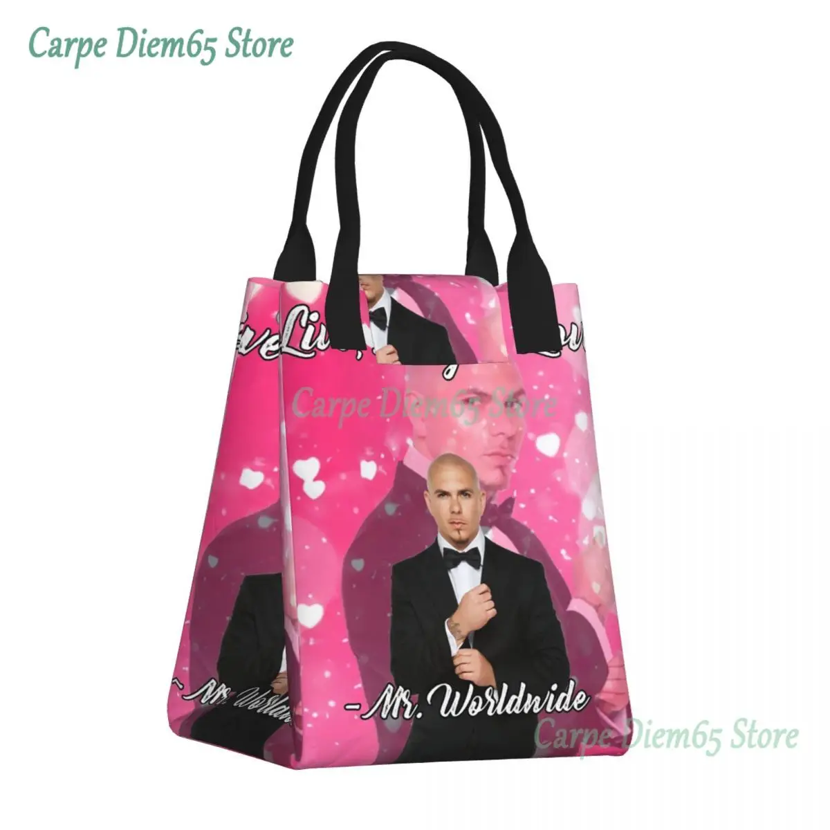 

Mr Worldwide Says To Live Laugh Love Pink Thermal Insulated Lunch Bag Women Pitbull Portable Lunch Multifunction Food Bento Box