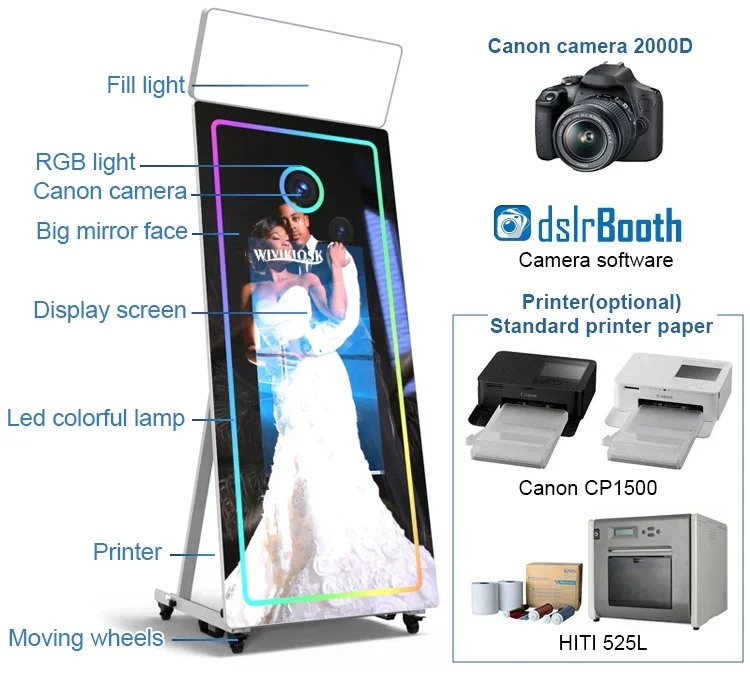 Price Instant Magic Photobooth Machine Interactive Party Selfie Photo Mirror Booth With Printer Software