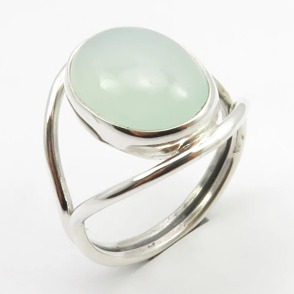 

Semi-precious Stone Aqua Chalcedony Ring Size 8 Wedding Engaent Jewellery