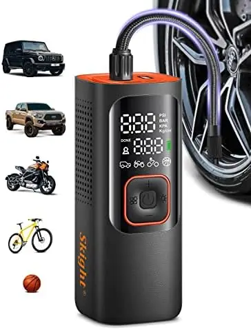 

Tire Inflator Portable Air Compressor - Powerful 160PSI & 2X Faster Tire Inflator, Accurate Pressure LCD Display, Cordless E