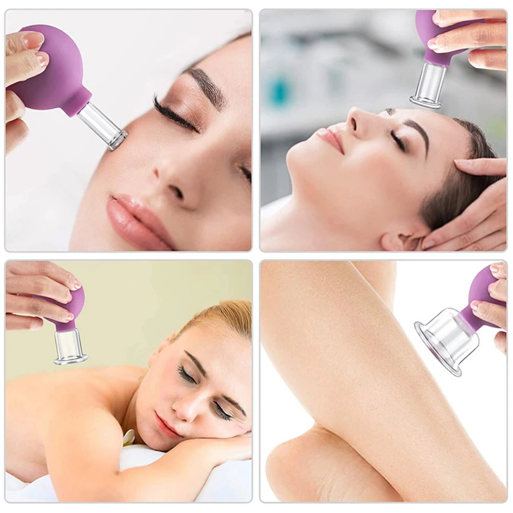 Rubber Head Glass Vacuum Cupping Chinese Therapy Set Hijab Jars AntiCellulite Suction Cups Massage Body Health Massager For Face 3