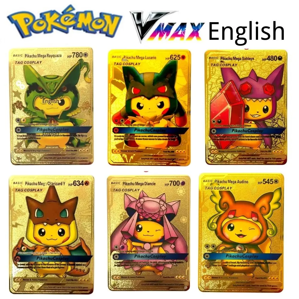 Покемон железные блестящие карты английский Charizard Mewtwo Пикачу металлические Vmax