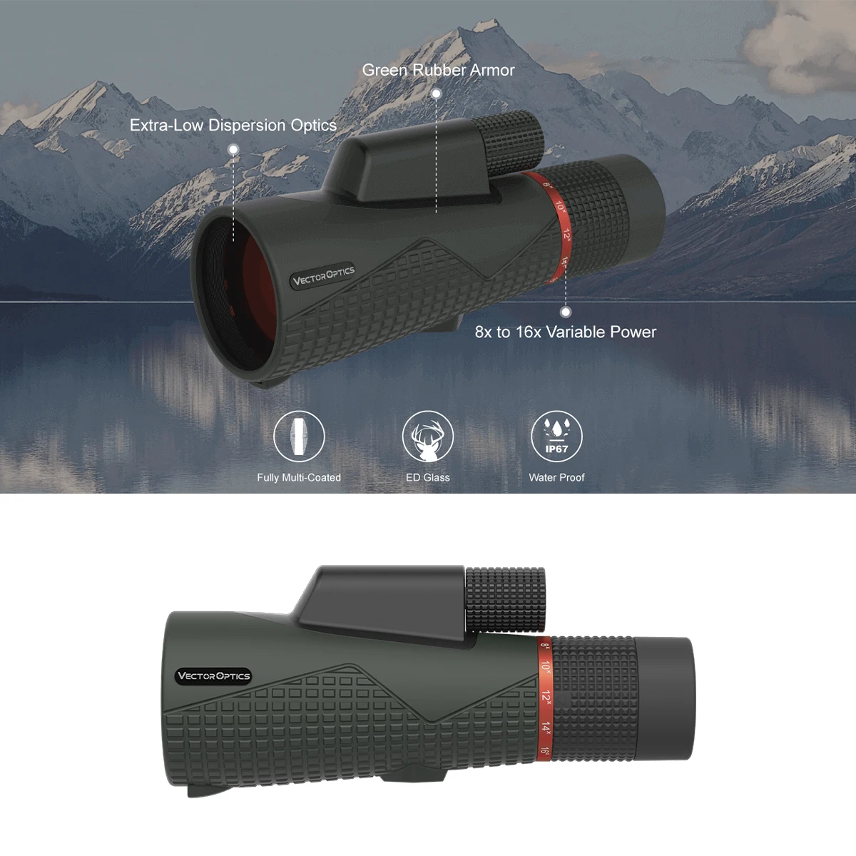 Vector Optics Forester 8-16x56 ED Monocular With Extra-low