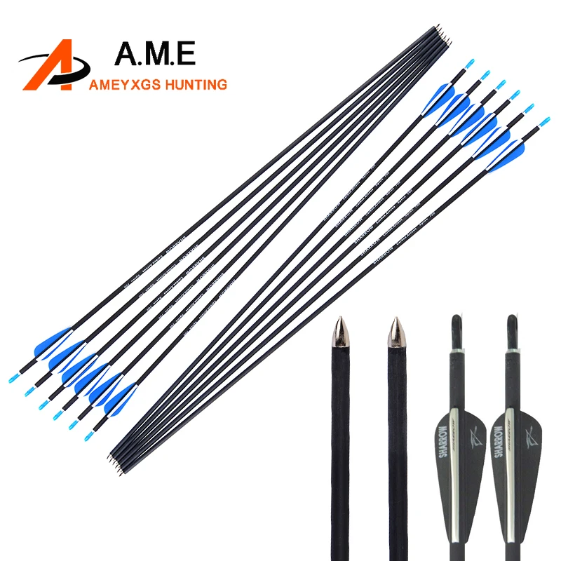 Spine 700 Carbon Arrow 31 Inch 6/12pcs Archery Mixed Carbon Fiber with Nock Pin Replaceable Arrowhead for Bow Hunting Shooting 6 12pcs 30 spine 500 archery pure carbon arrows 4 natural feather arrow carbon replaceable broadheads for shooting accessories