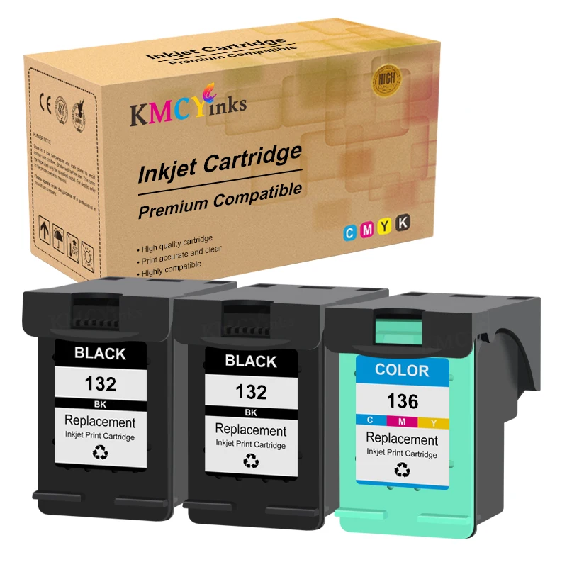 

Чернильный картридж KMCYinks для HP 132 136, совместимый с HP Photosmart 2573 C3183 C3100 Officejet 6213 PSC 1513 для принтеров HP 132